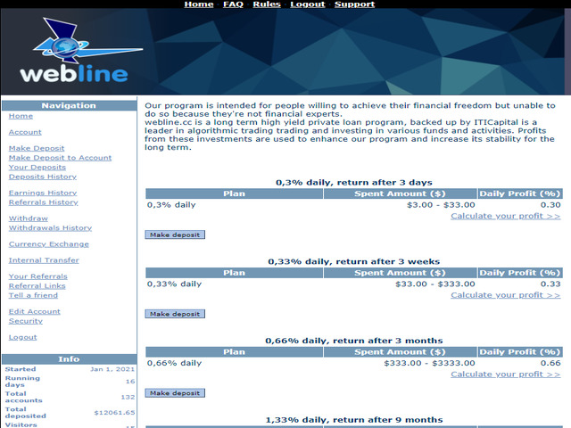 Webline screenshot